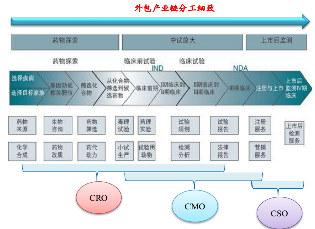 生物医药外包产业链分工细致
